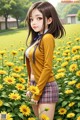 A girl standing in a field of sunflowers.